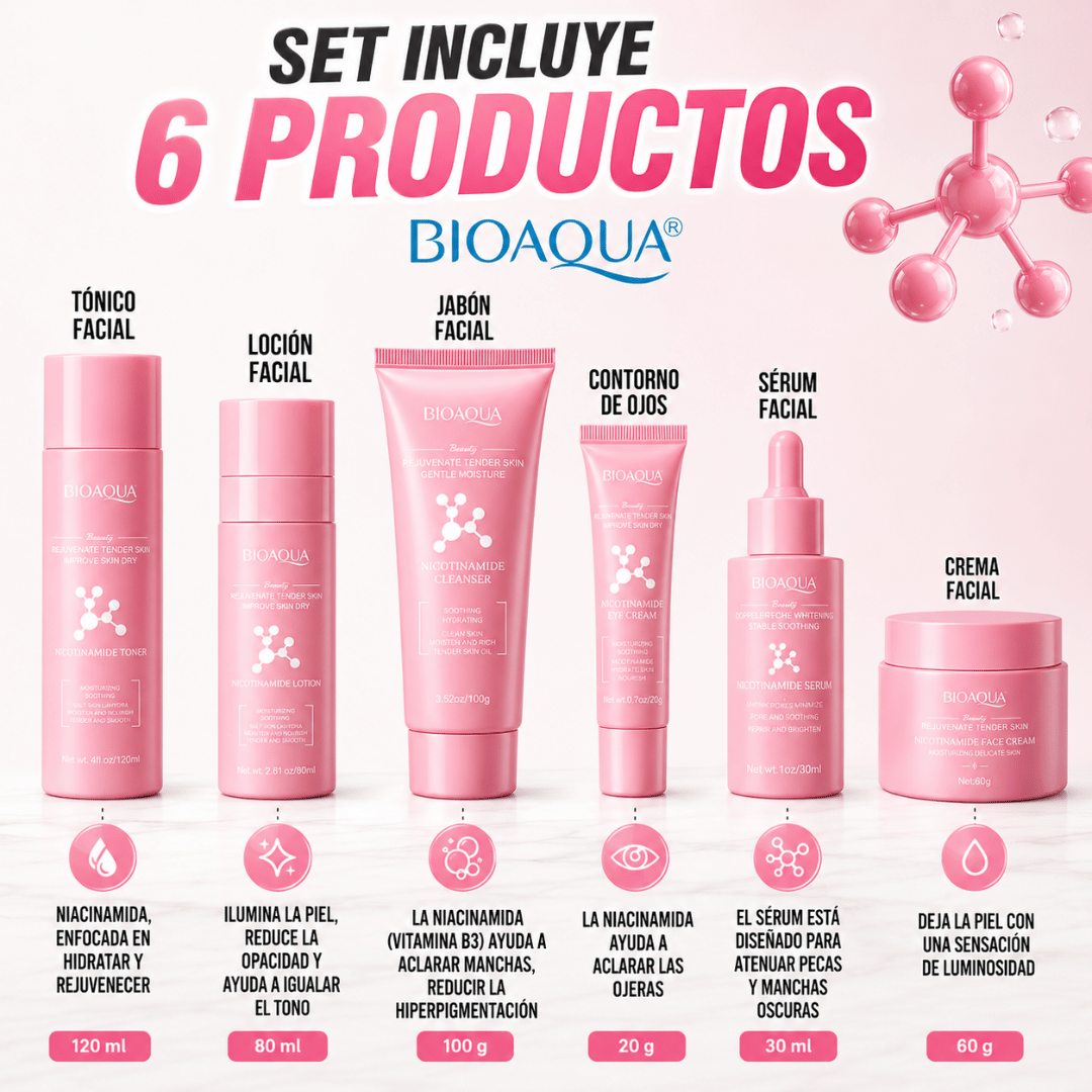 Set Skincare Bioaqua Nicotinamida - Tu rutina facial completa en un solo paso