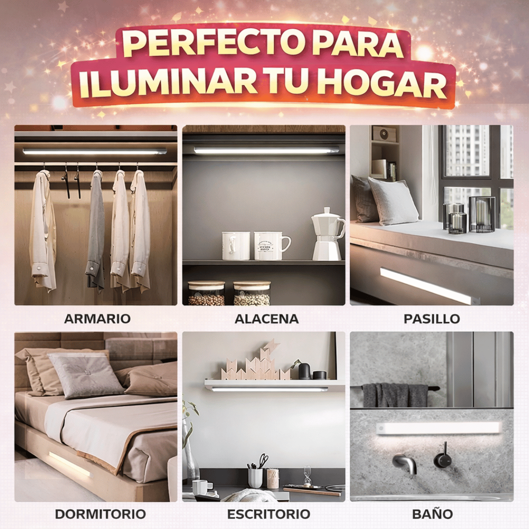¡PROMO 2x1 Barra LED con Sensor de Movimiento 40cm! - Ilumina donde lo necesites sin instalaciones complejas