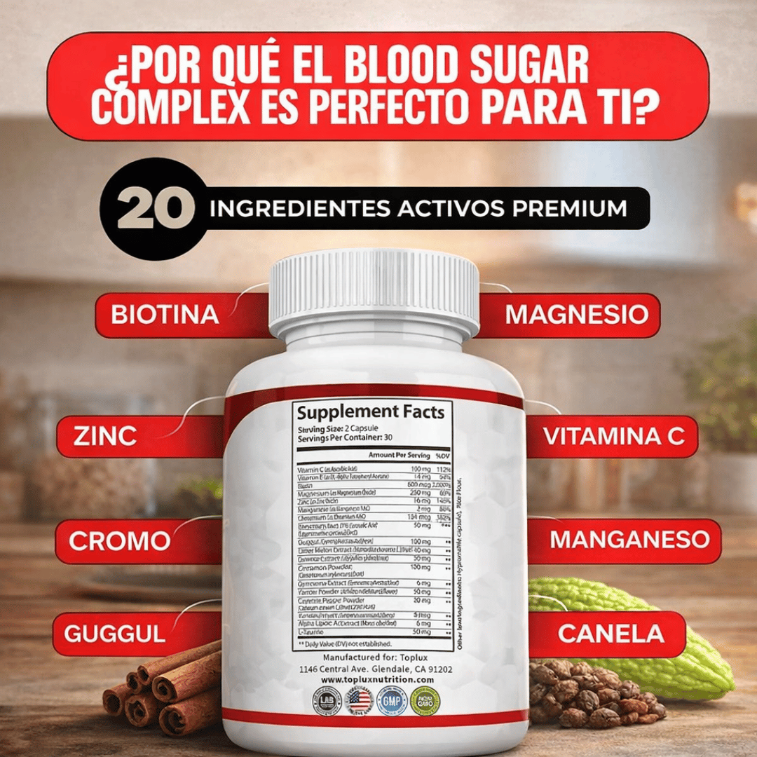¡Promo 2x1 Blood Sugar Complex 60 Cápsulas! - Ayuda a mantener el equilibrio de glucosa de forma práctica