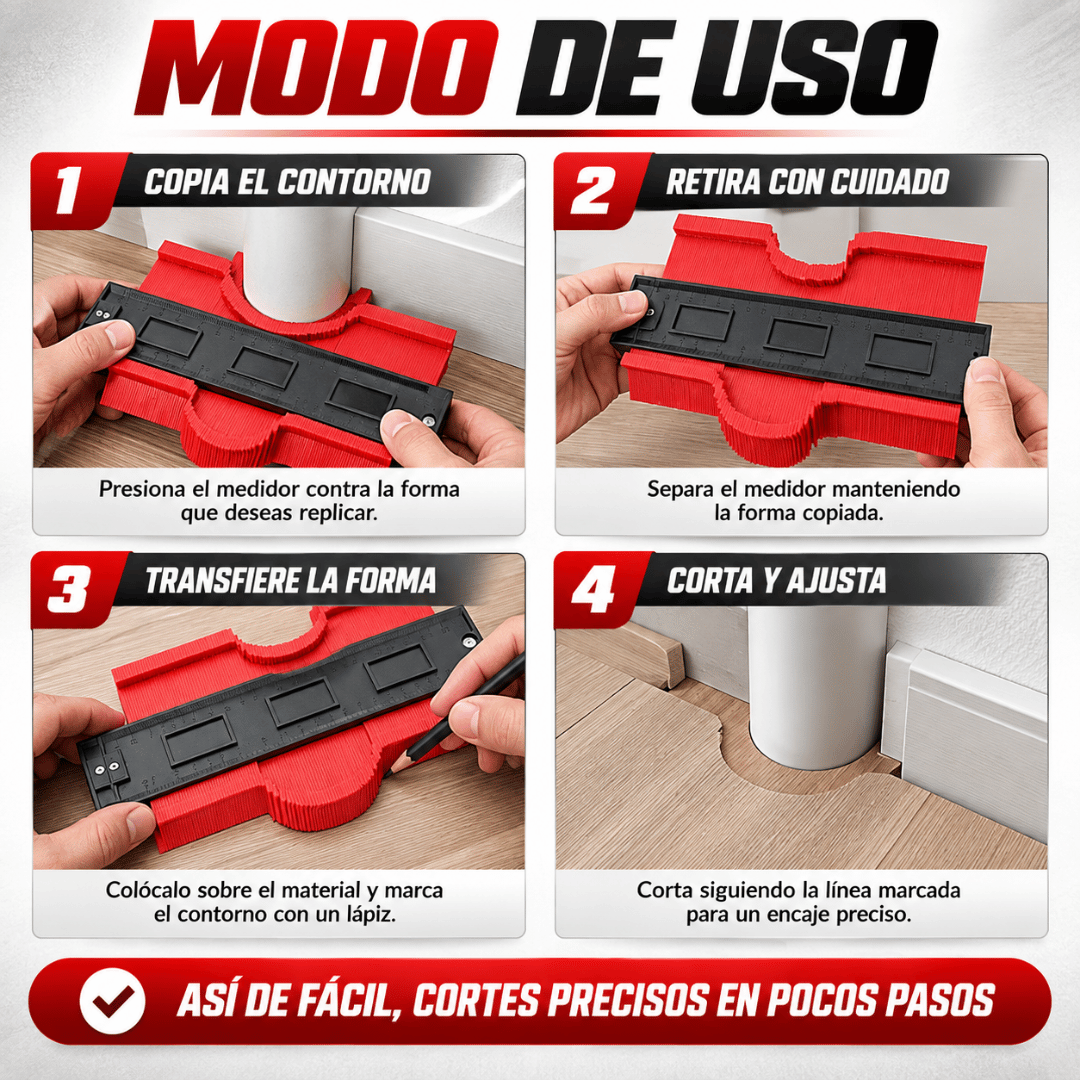 Medidor de Contornos Profesional - Replica Formas Irregulares y Facilita Cortes Precisos