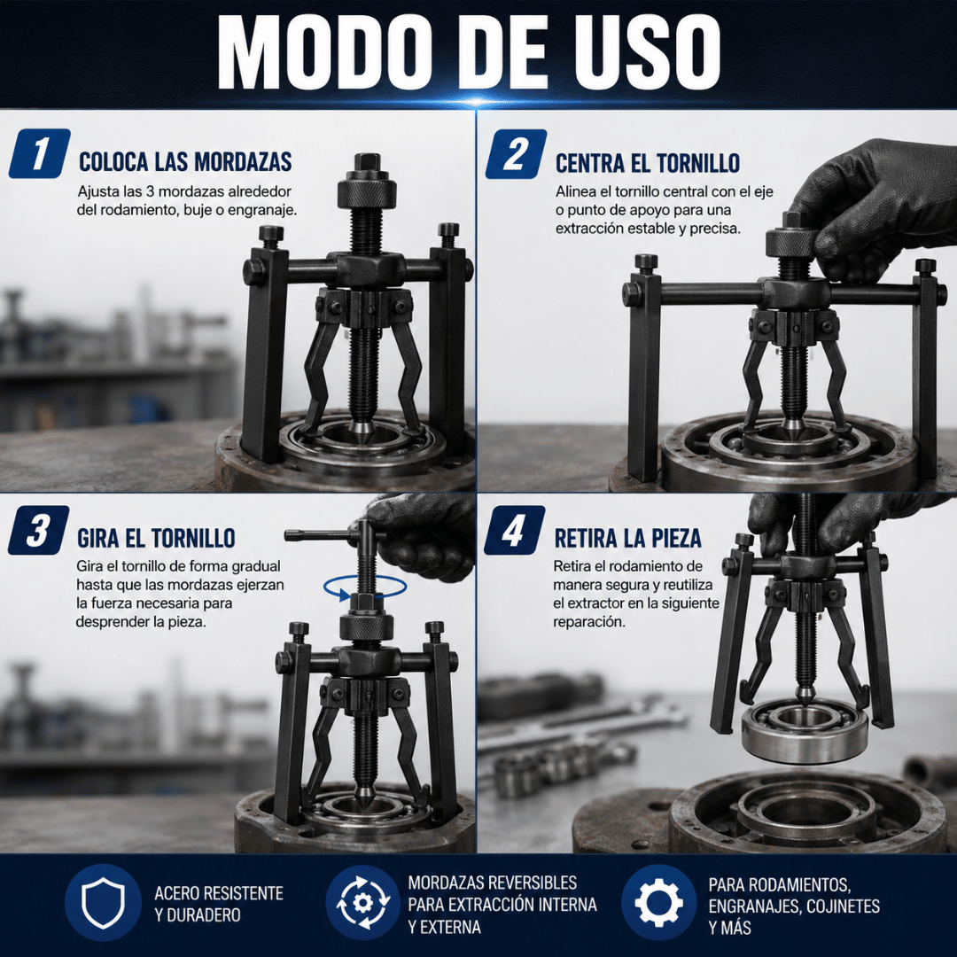 Extractor De Rodamientos y Poleas - Extrae rodamientos con precisión y menos esfuerzo