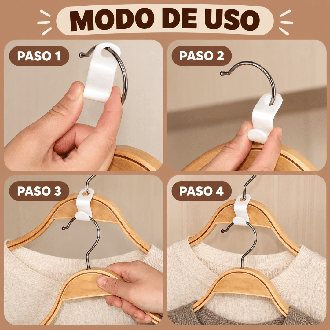 ¡Pack 20 Ganchos Organizadores Closet! - Multiplica el espacio disponible de tus perchas