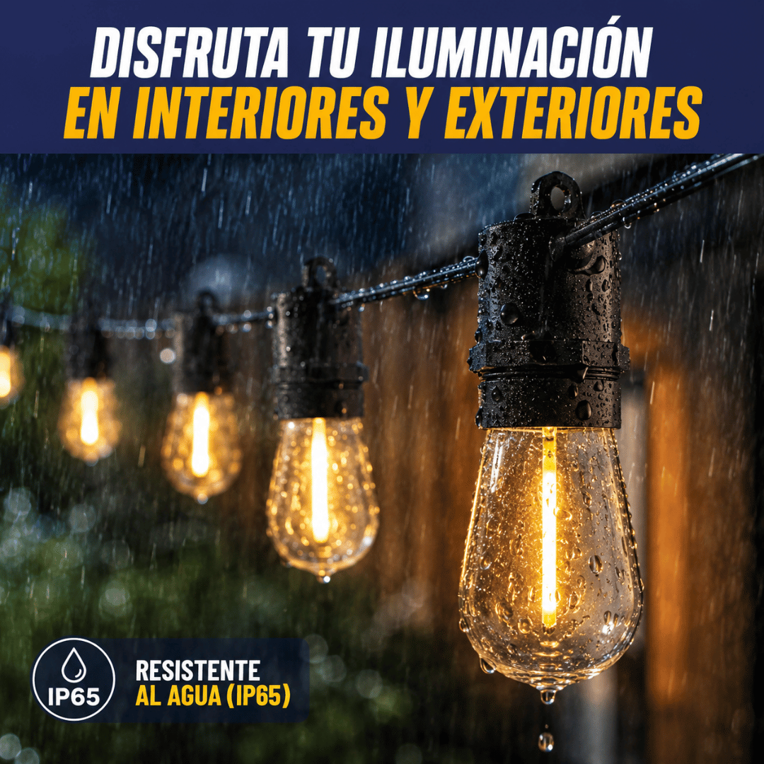 Set 10 Ampolletas 5 Metros Impermeables - Transforma tus espacios en ambientes cálidos y acogedores