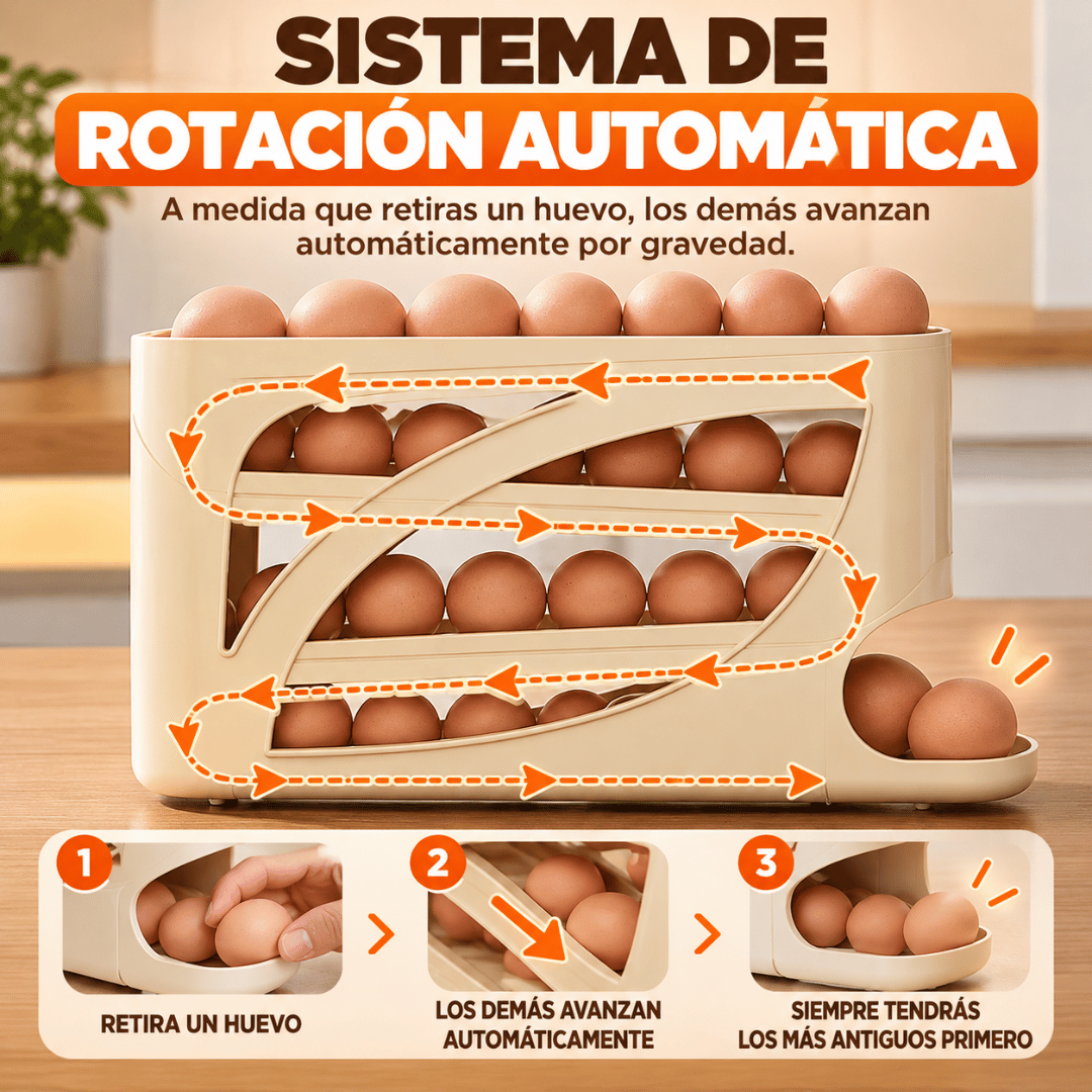 Pack 2 Dispensadores de Huevos 4 Niveles - Protege tus huevos y mantenlos organizados en el refrigerador