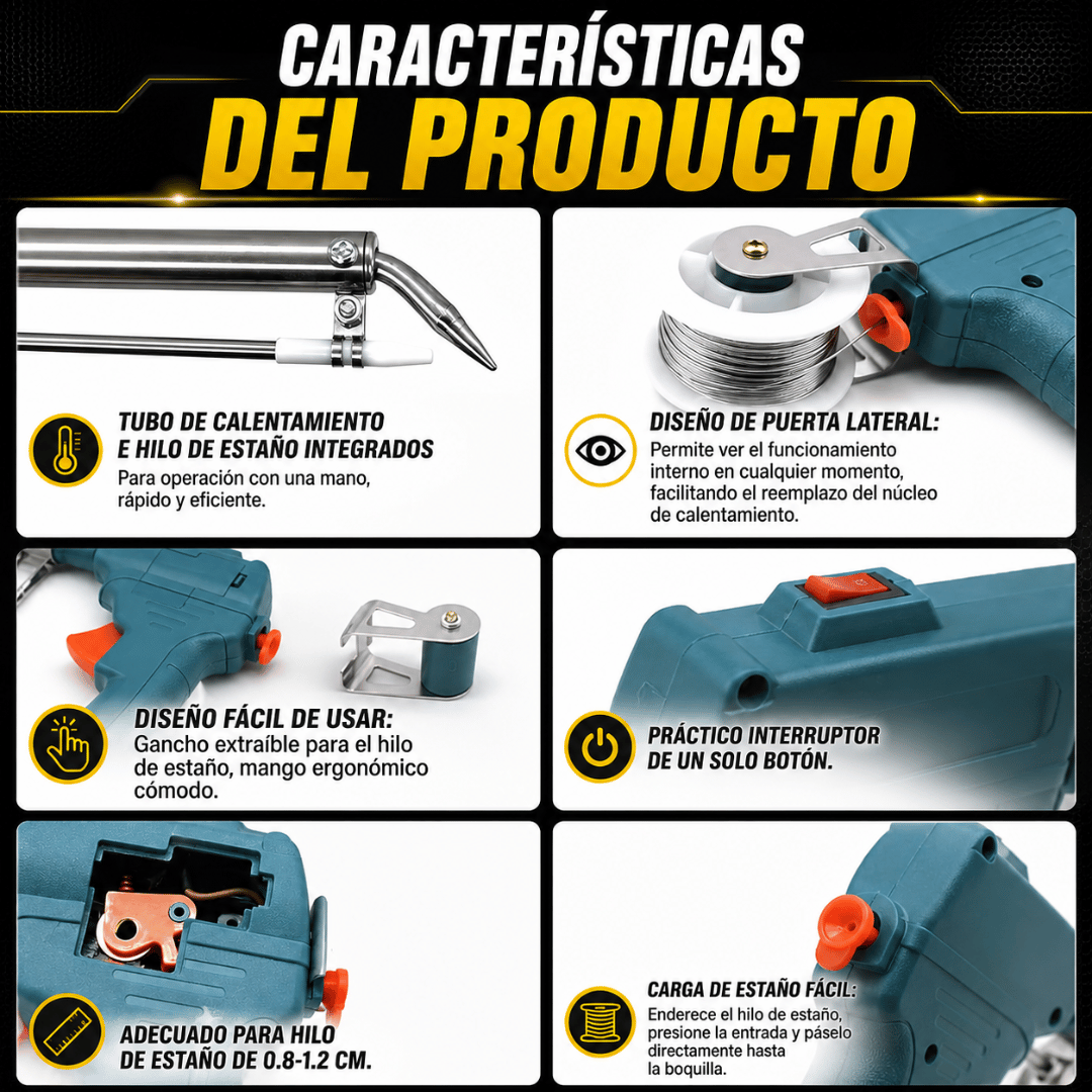 Kit Pistola de Soldar + Estaño - Todo lo que necesitas para soldar y reparar en un solo kit