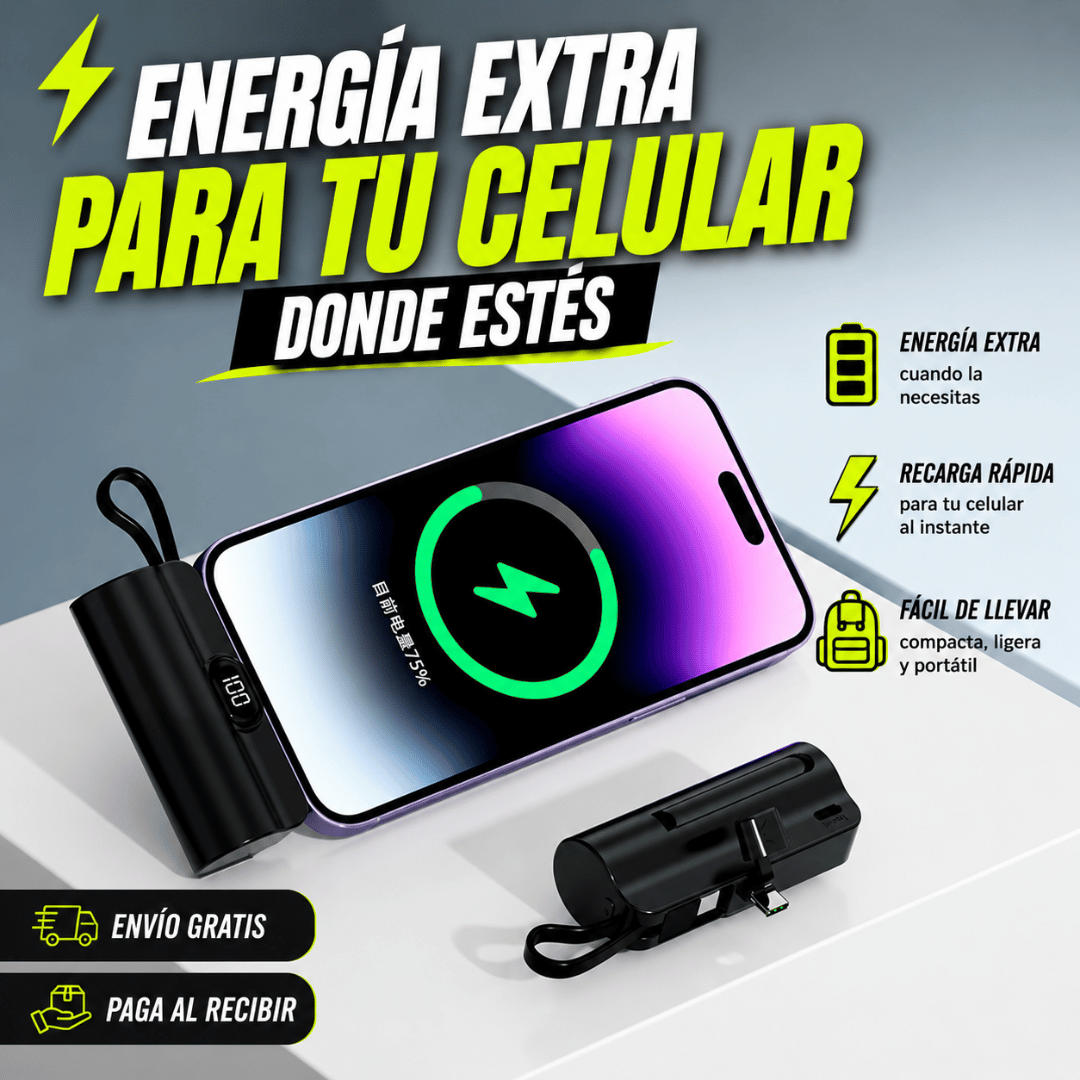 Cargador Portátil Cápsula - Energía portátil para mantener tu celular cargado donde estés