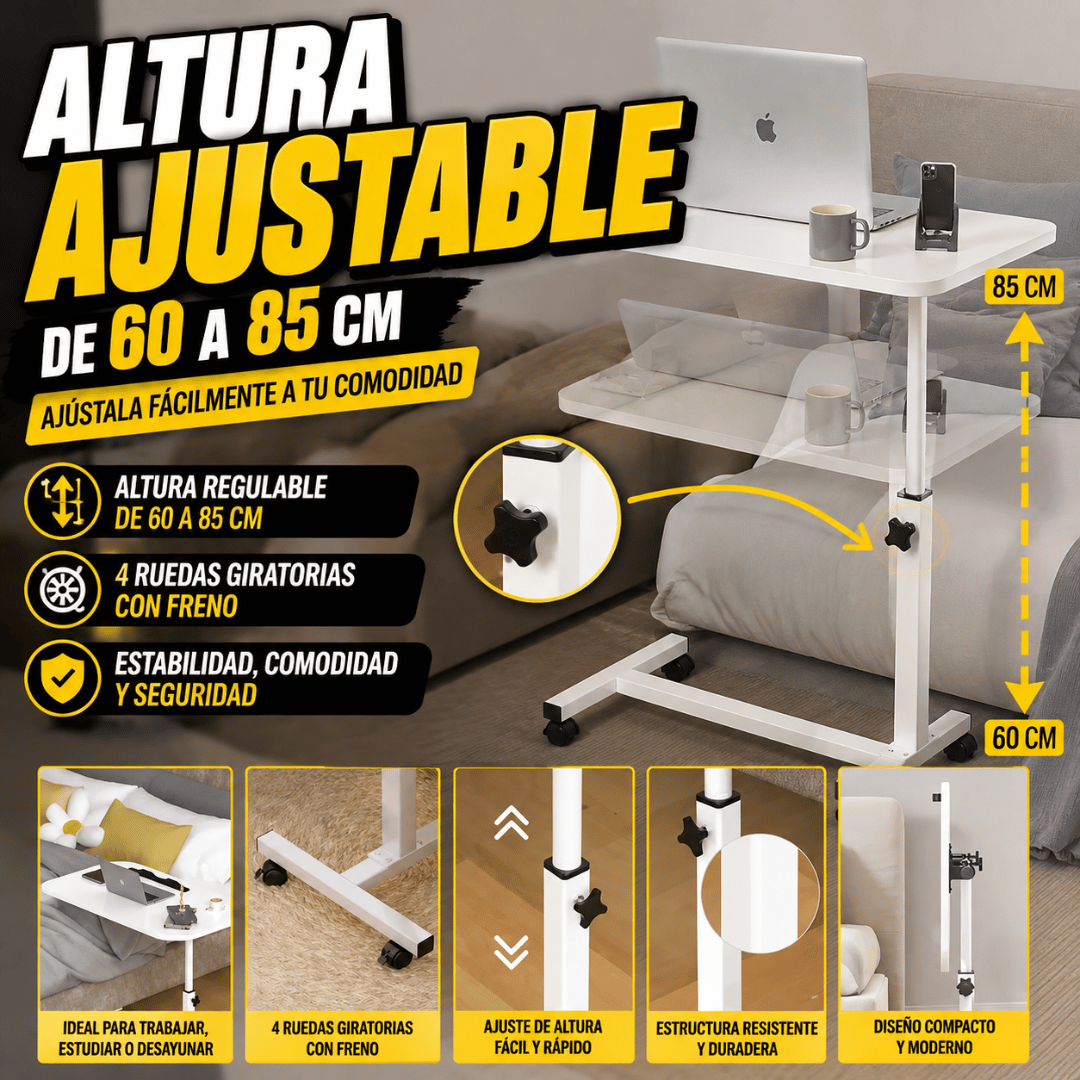 Mesa Ajustable Multifuncional - Trabaja cómodamente desde tu cama o sofá