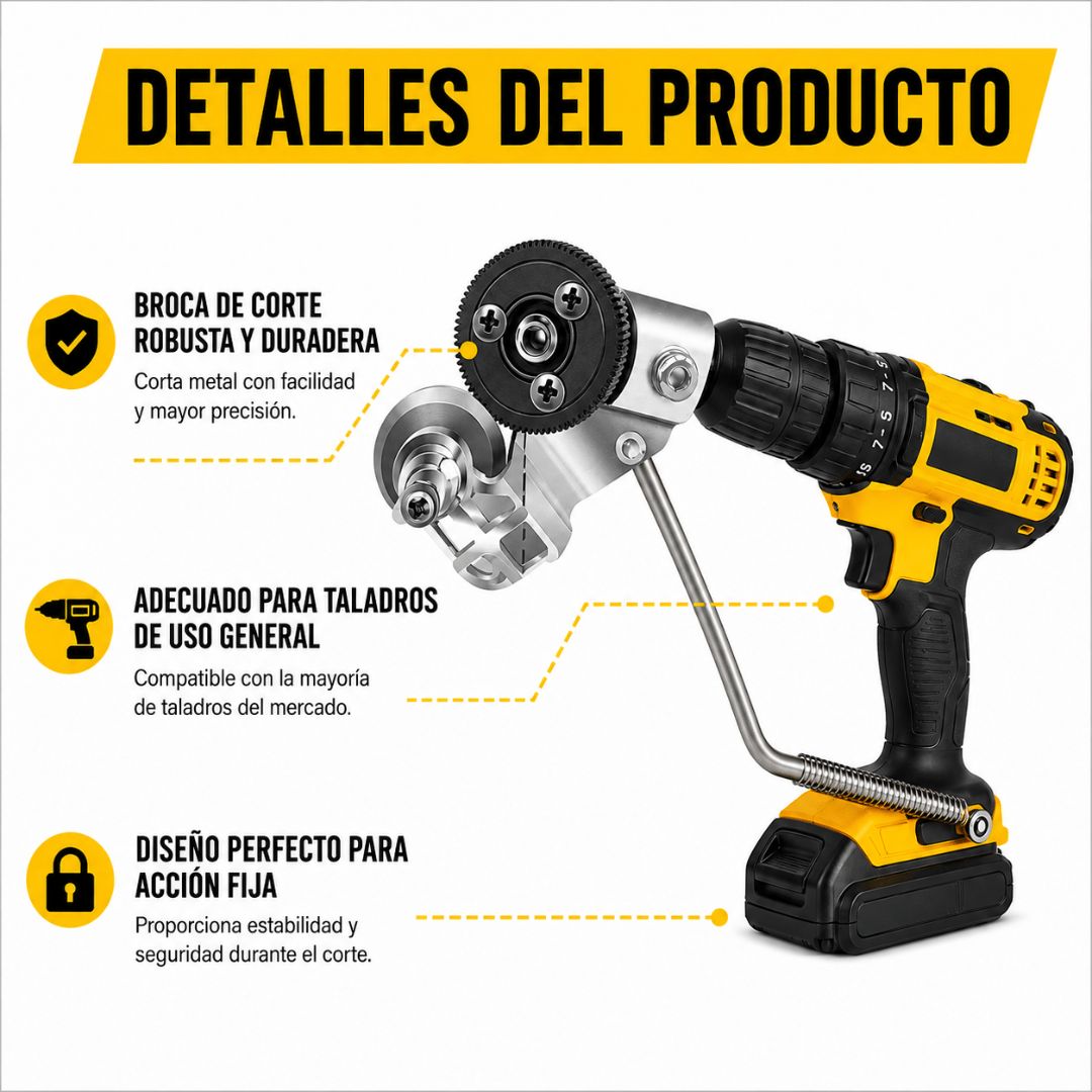 Cortador de Placa Metálica para Taladro Eléctrico - Transforma tu taladro en una herramienta de corte eficiente