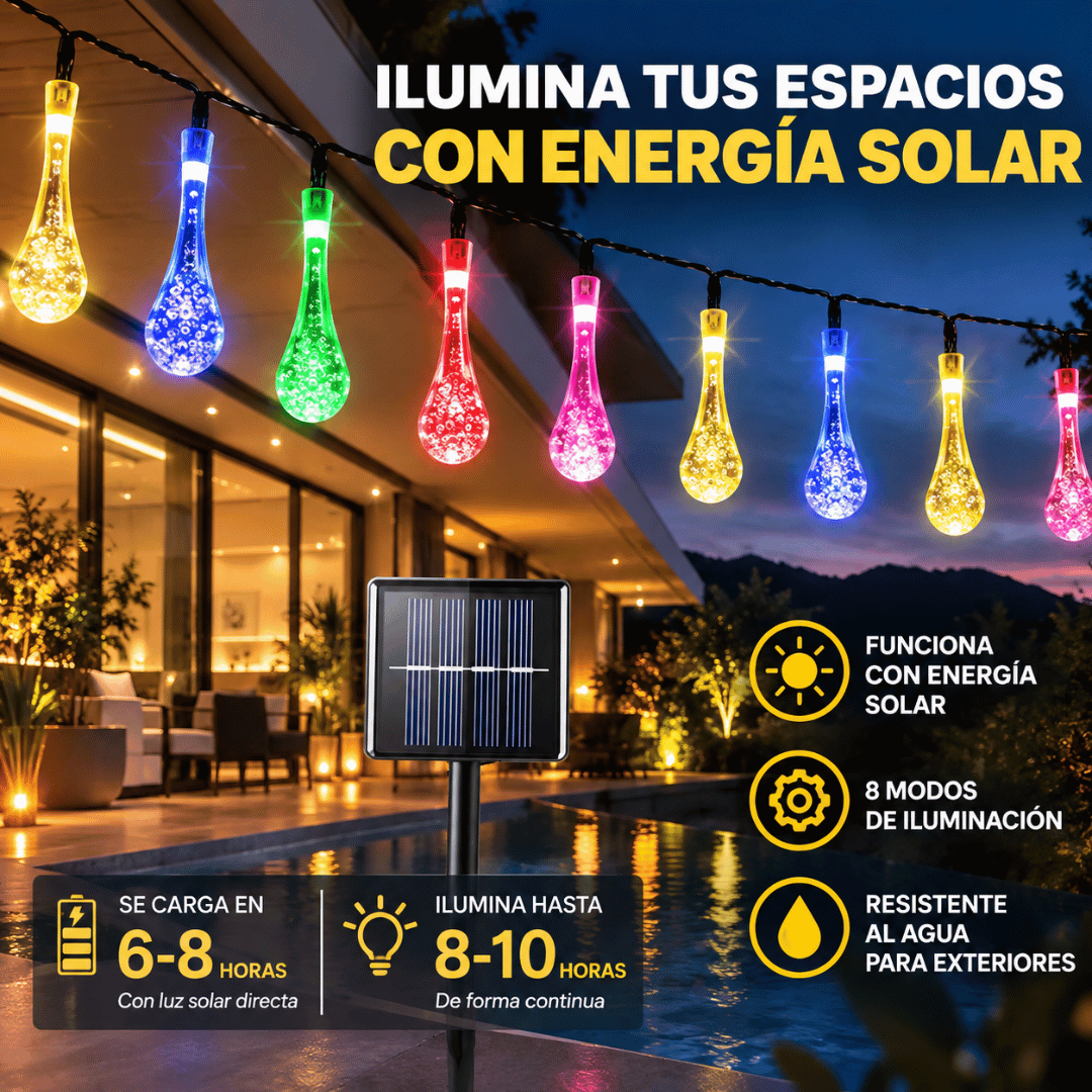 ¡Promo 2x1 Guirnaldas De Luces Solares Decorativas! - Transforma tu jardín con una iluminación cálida y decorativa