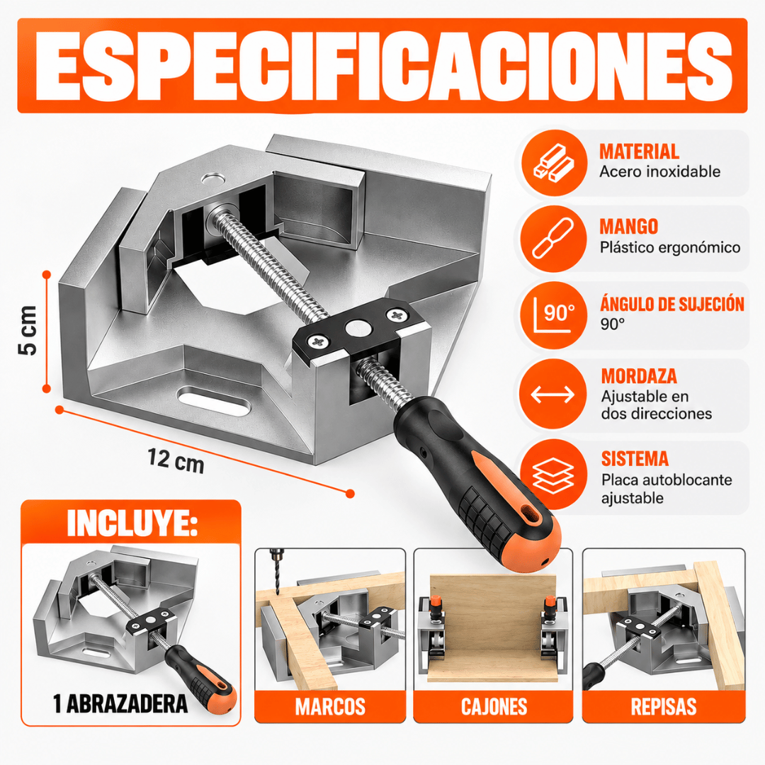 Prensa Esquinera de 90 Grados - Mantén tus piezas firmes y alineadas para uniones precisas