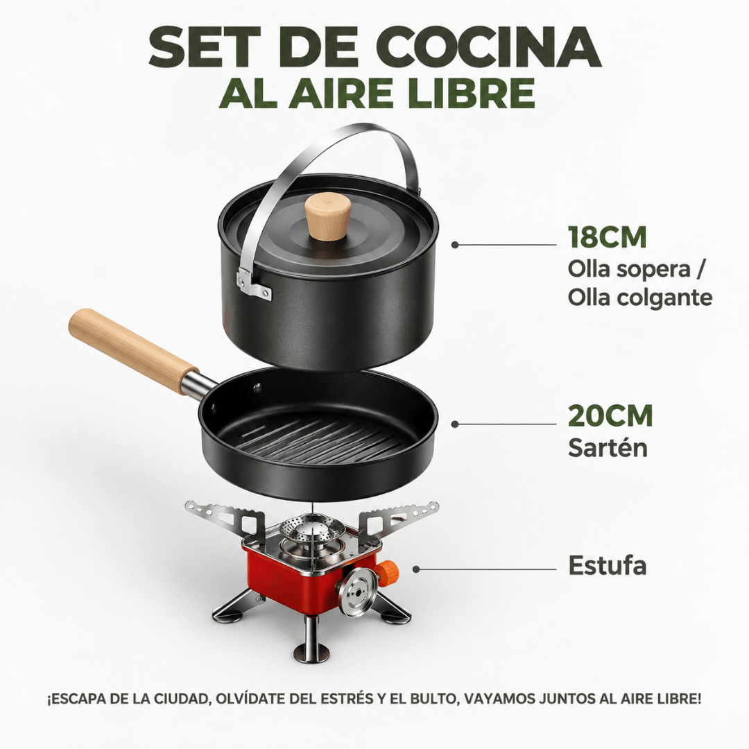Kit De Cocina Portátil Camping - Prepara tus comidas fácilmente al aire libre