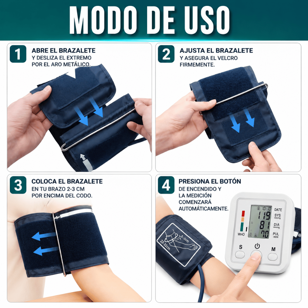 Tensiometro Digital - Controla tu presión arterial fácilmente desde la comodidad de tu hogar.