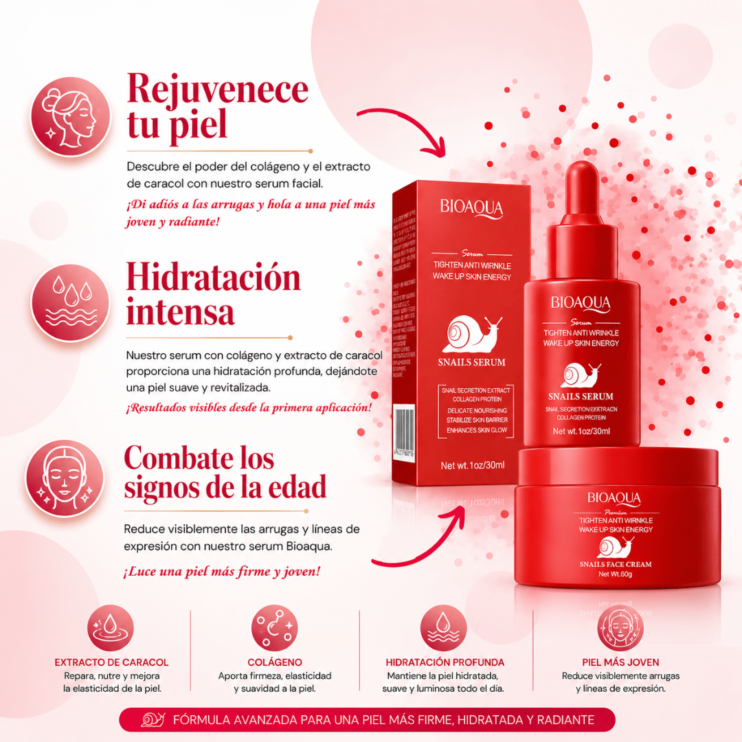Pack Antiedad Bioaqua Sérum + Crema - Rutina antiedad para una piel más lisa y luminosa