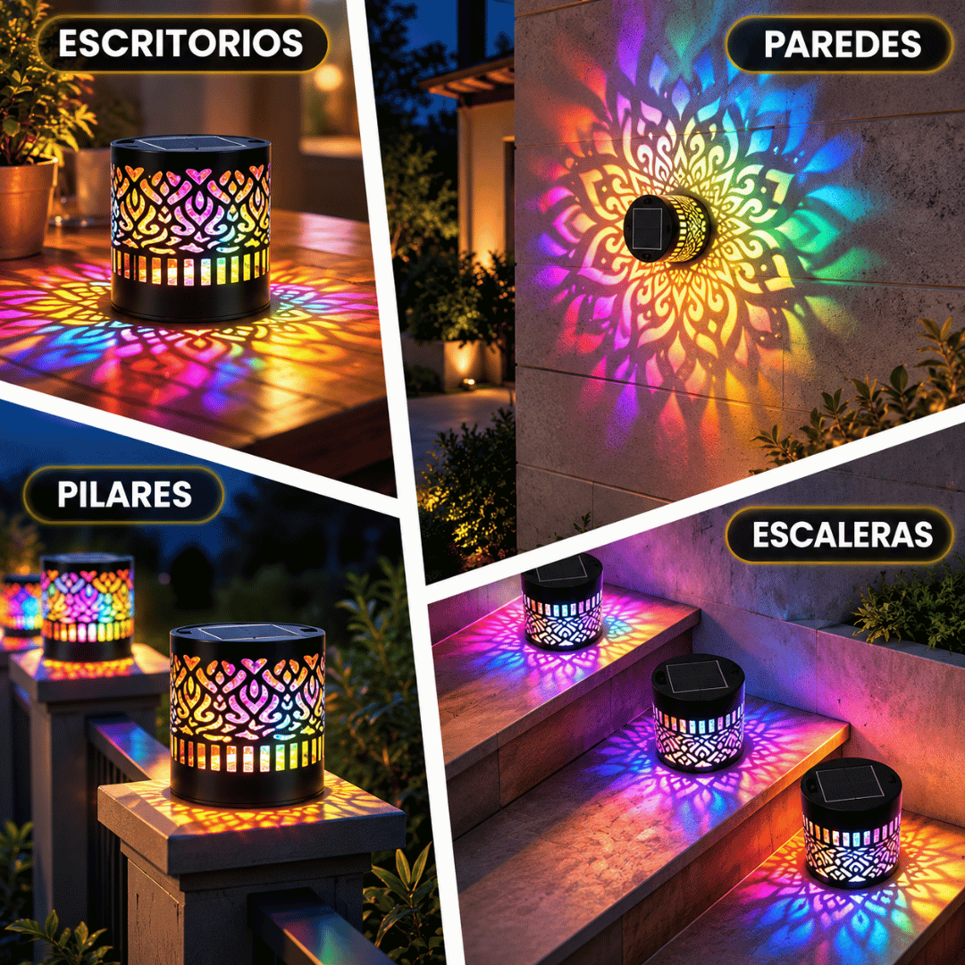 Lámpara Solar Proyector Mandala - Transforma tus exteriores con una iluminación única y decorativa