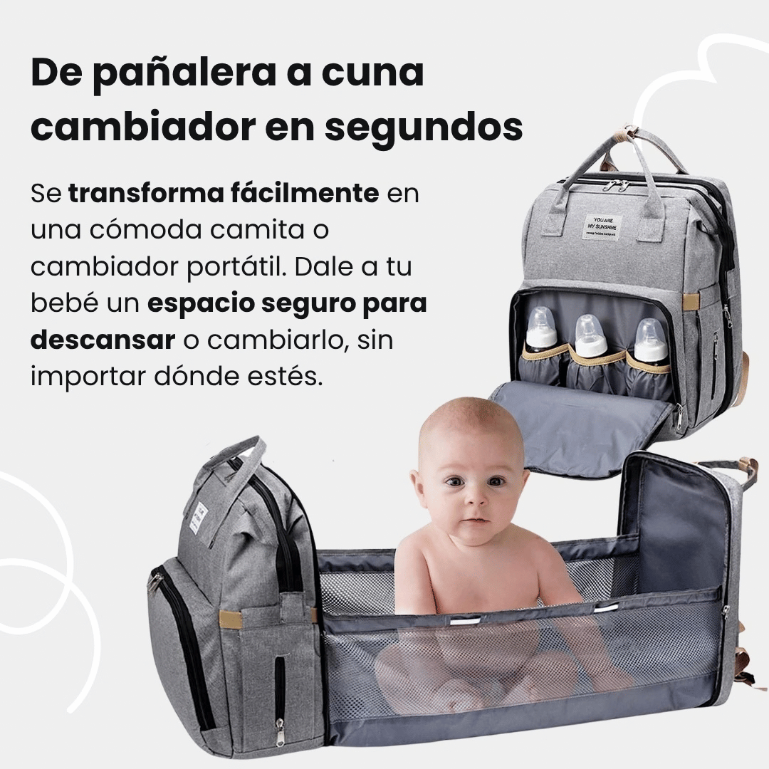 Mochila Pañalera 3 en 1 - Cuna, cambiador y pañalera todo en uno