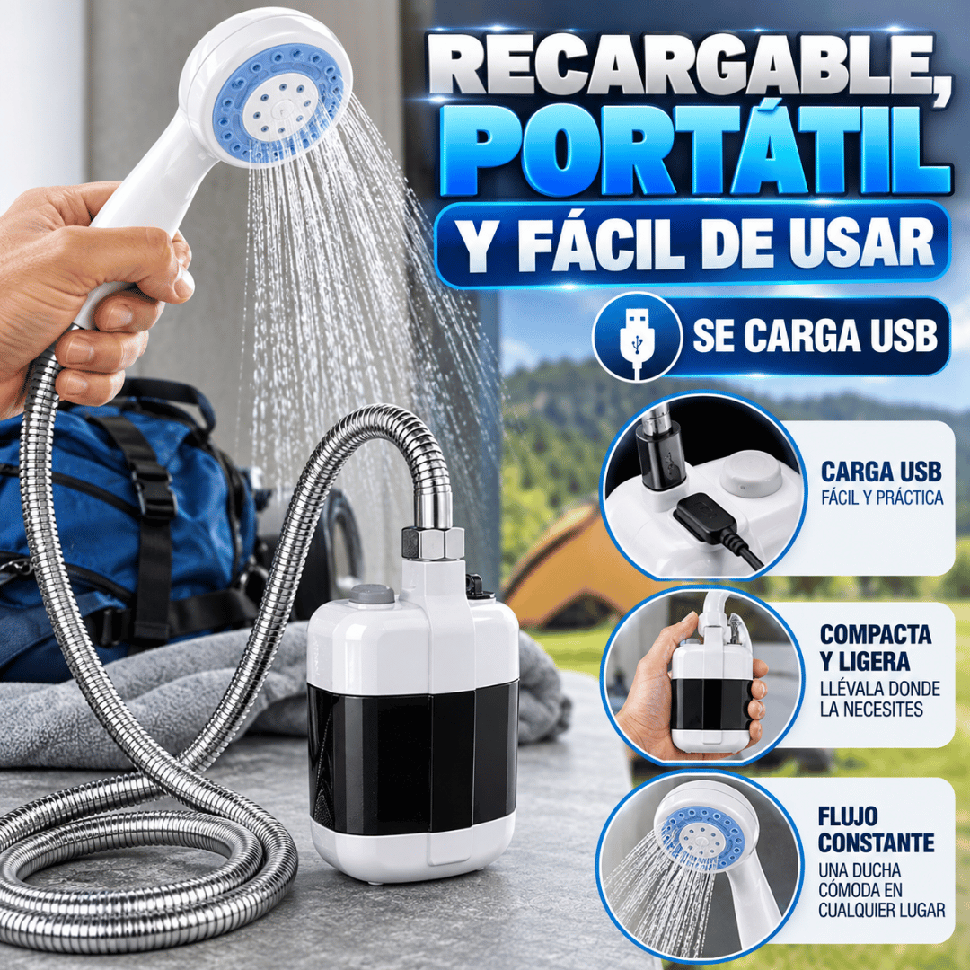 Ducha Portátil Recargable - Báñate fácilmente en casa cuando el suministro de agua se interrumpe