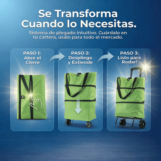 Bolso Plegable Con Ruedas 2 En 1 - Solución práctica para tus compras diarias sin ocupar espacio