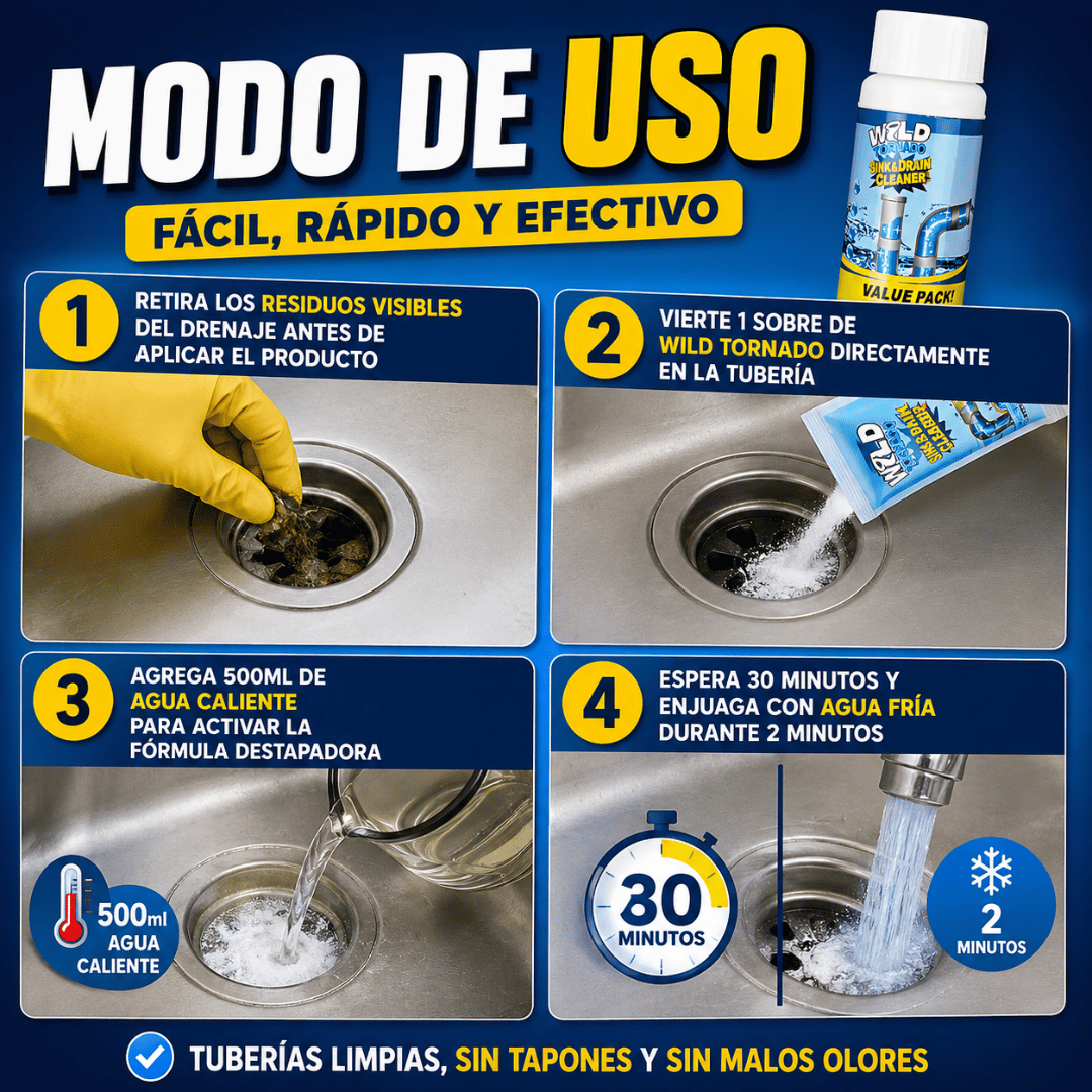 ¡Promo 3x1 Wild Tornado! - Elimina tapones y malos olores en minutos
