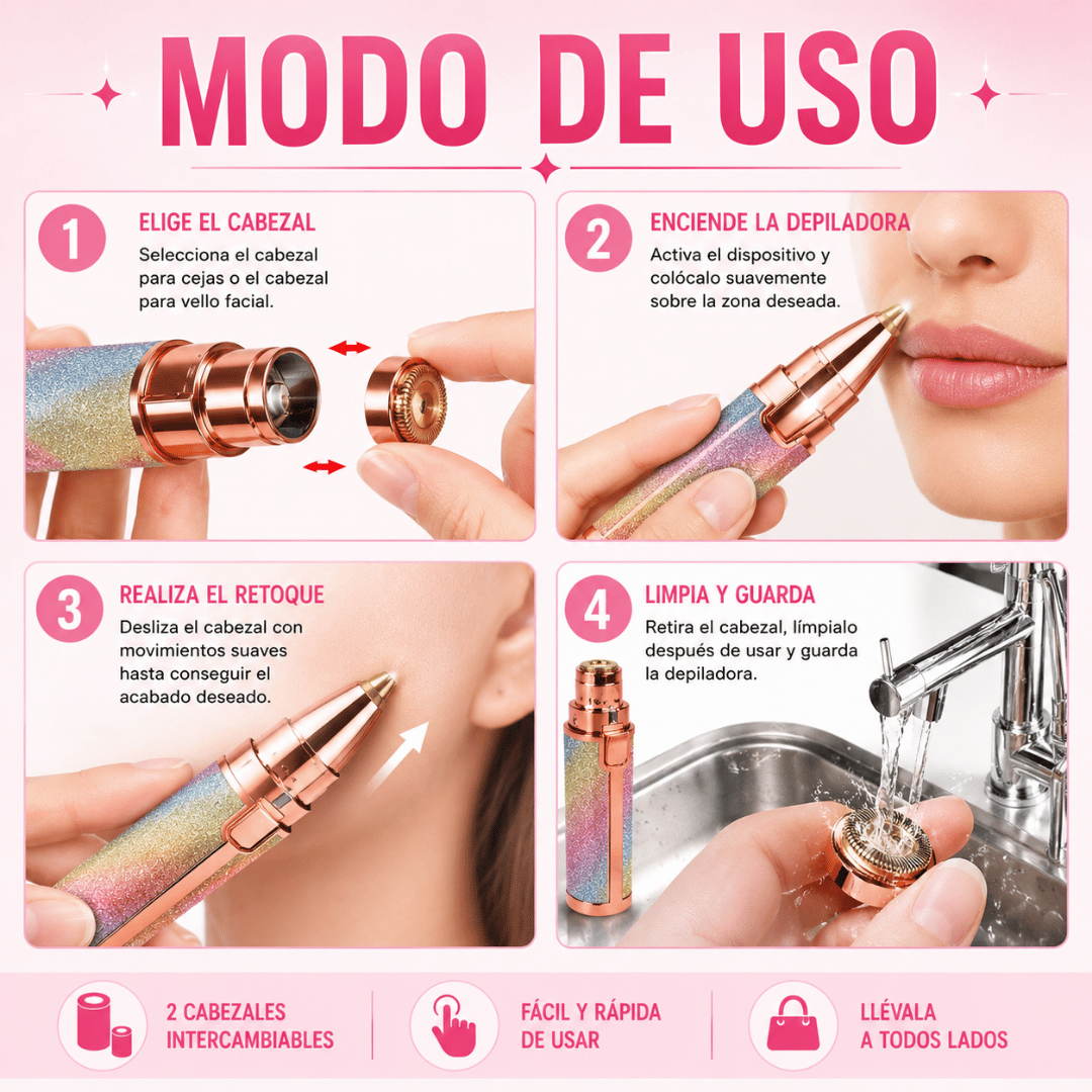 ¡Promo 2x1 Depiladora de Precisión Facial Arcoíris! - Retoque facial práctico para una piel suave y uniforme