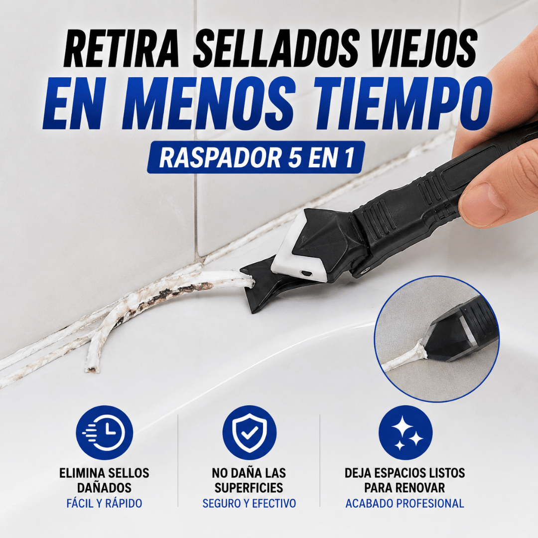 Kit Raspador + Silicona para Baño/Cocina - Facilita la eliminación de silicona en juntas y superficies