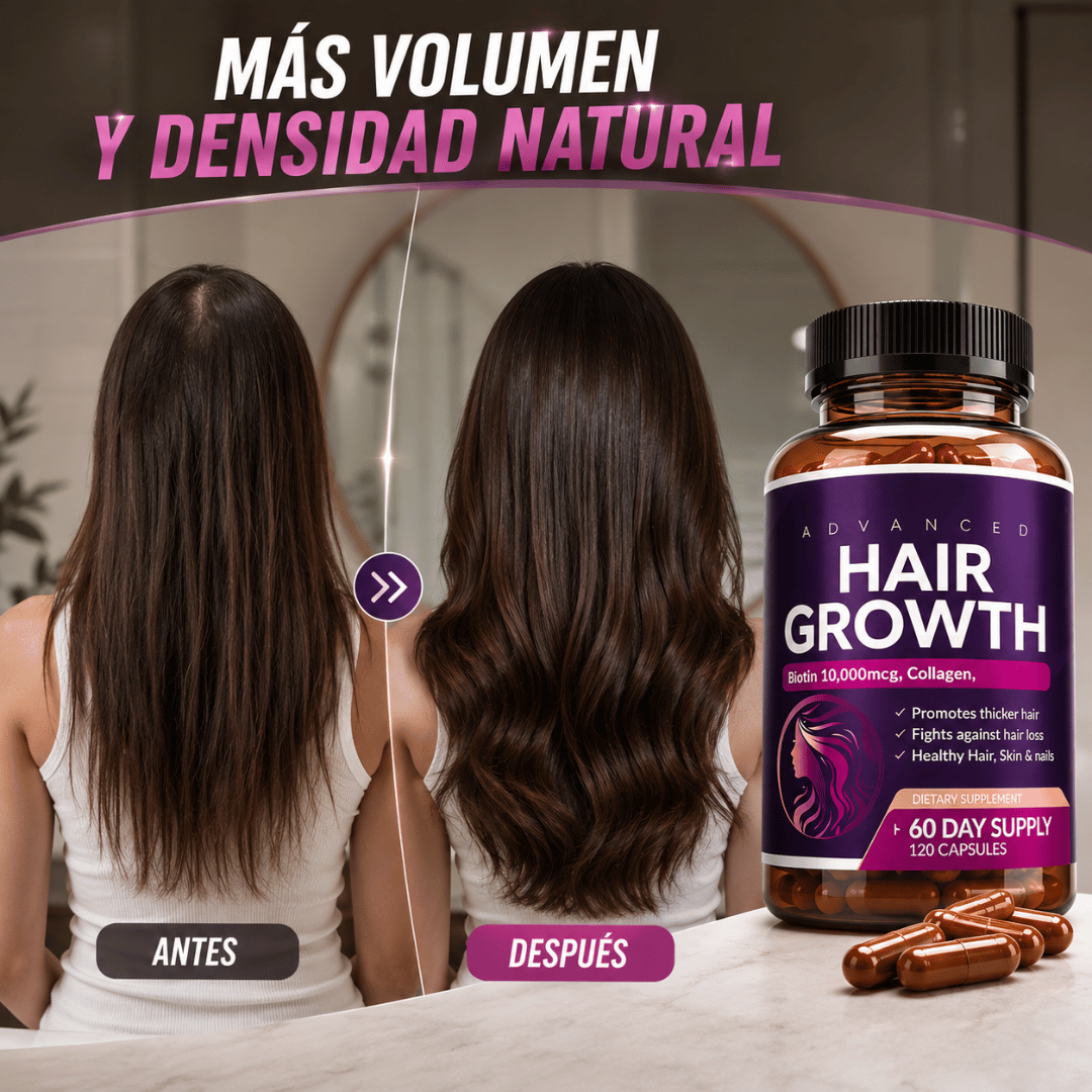 Rainbow Nutrients® Hair Growth 120 Cápsulas - Nutrición avanzada para un cabello más fuerte y resistente