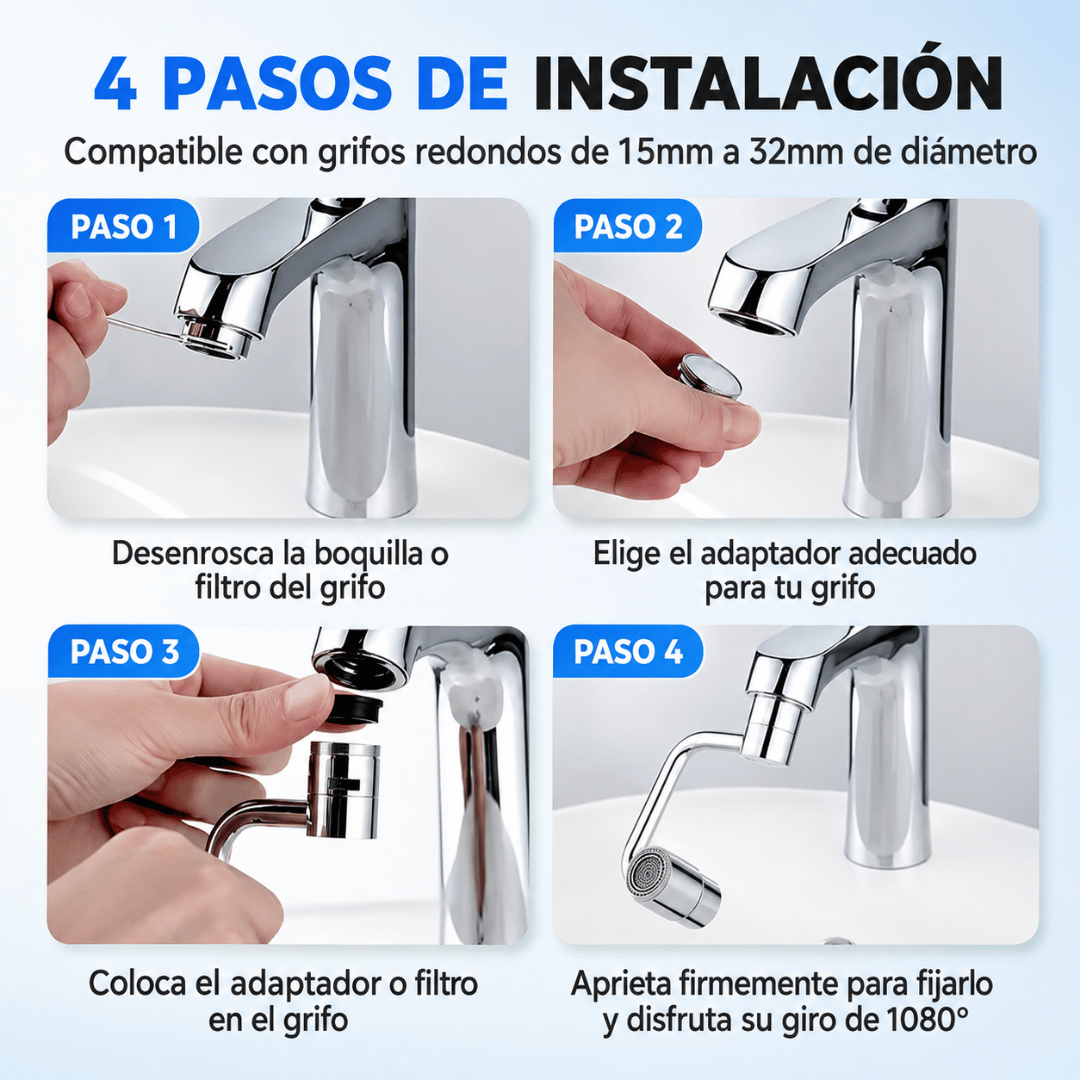 ¡Promo 2x1 Adaptador Grifo 1080°! - Alcanza todo el fregadero de forma cómoda y precisa
