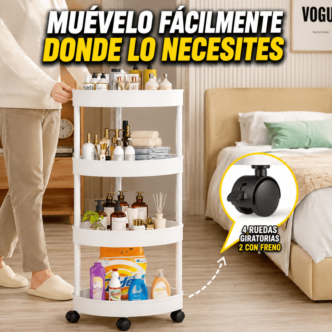 Organizador Esquinero Con Ruedas 4 Niveles - Aprovecha cada rincón y mantén tu hogar organizado