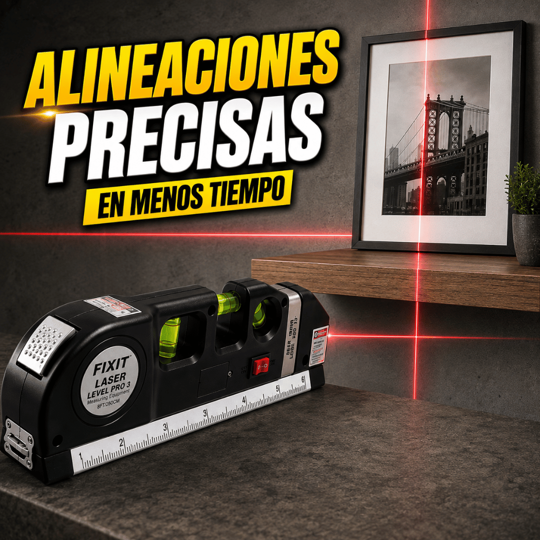 Cinta Métrica 3 en 1 - Mide, nivela y alinea con precisión en menos pasos