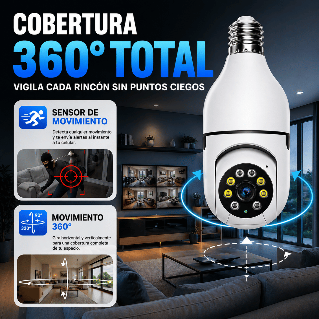 Cámara de Seguridad Bombilla - Vigila tu hogar sin instalación complicada desde cualquier lugar