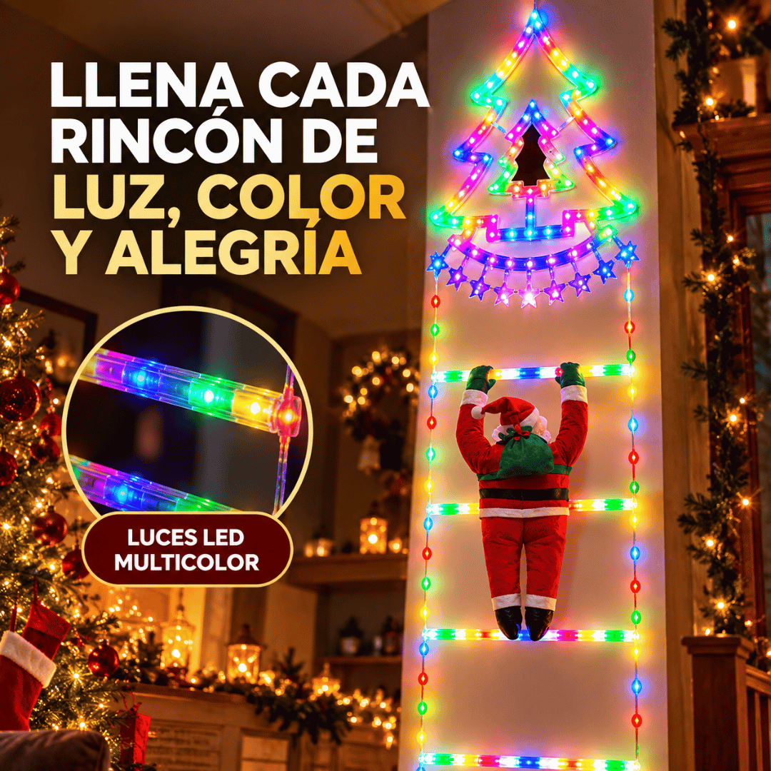 Luces LED Escalera Navidad + Papá Noel - Dale un toque mágico y luminoso a tu decoración navideña