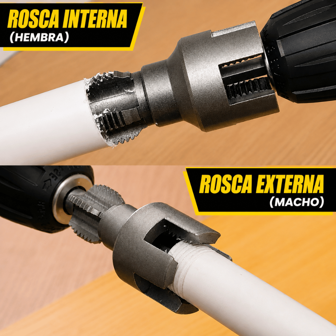 Kit Roscador para Taladro PVC PPR 1/2 y 3/4 - Realiza roscas precisas en tuberías de forma rápida