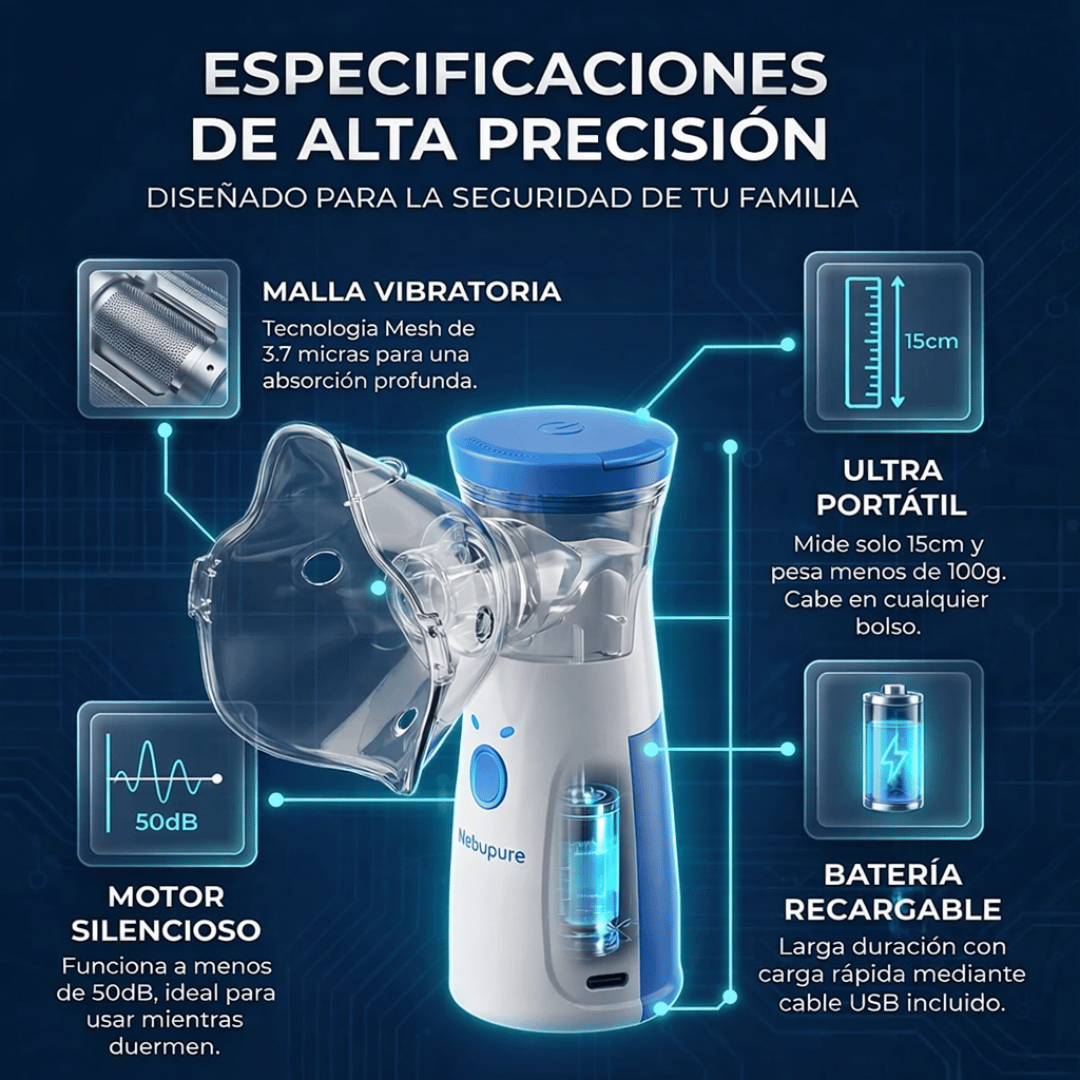 Nebulizador Inalámbrico - Apoyo respiratorio portátil para el bienestar diario