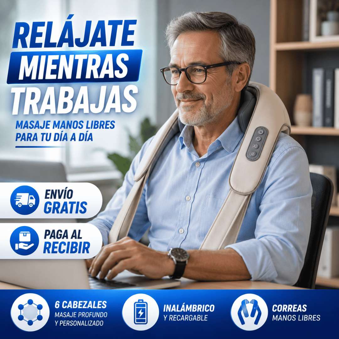 Masajeador Inalámbrico de Cuello y Hombros - Reduce la tensión cervical desde la comodidad de tu hogar