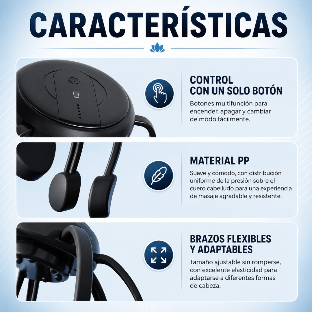 Masajeador De Cabeza Pulpo Recargable - Disfruta un masaje relajante para desconectar del estrés diario