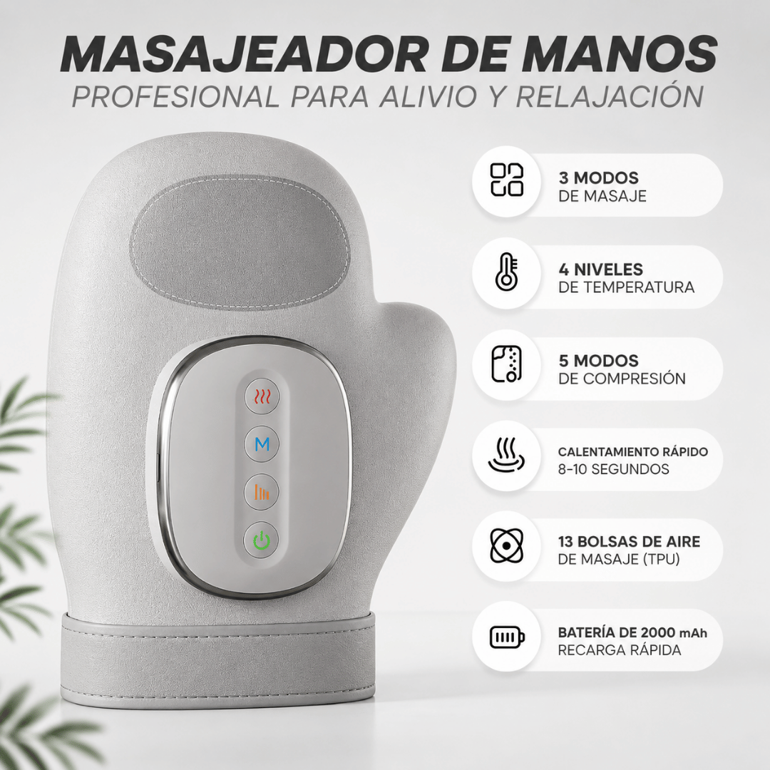 Guante Masajeador para Artritis - Masaje y calor para aliviar la tensión y rigidez de tus manos
