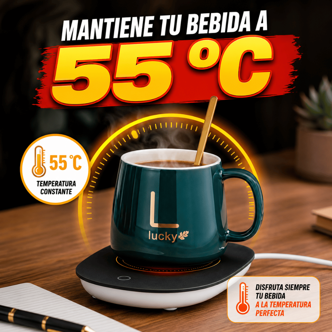 Set Taza De Ceramica Térmica - Tus Bebidas Siempre Calientes en el Escritorio