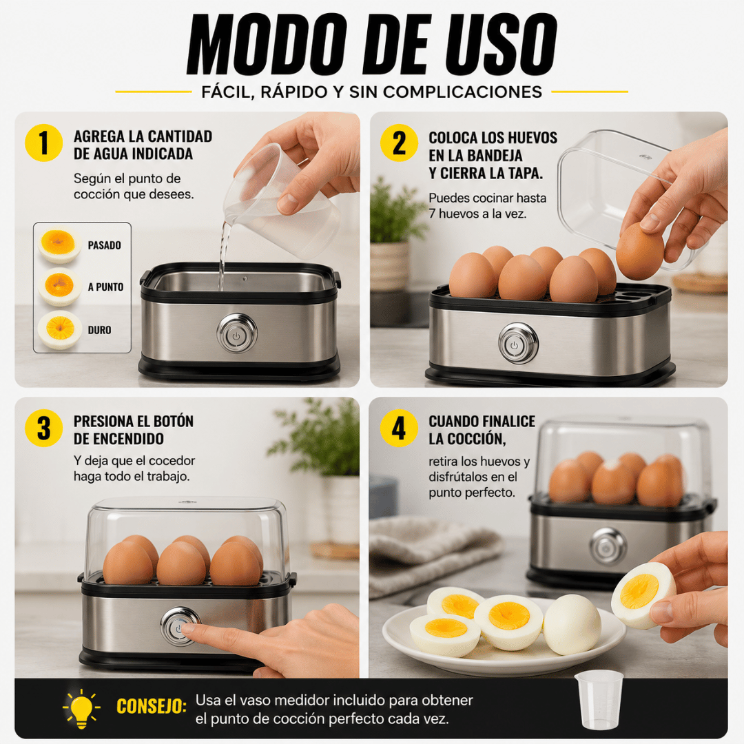 Cocedor Eléctrico Huevos - Huevos cocidos al punto perfecto en minutos