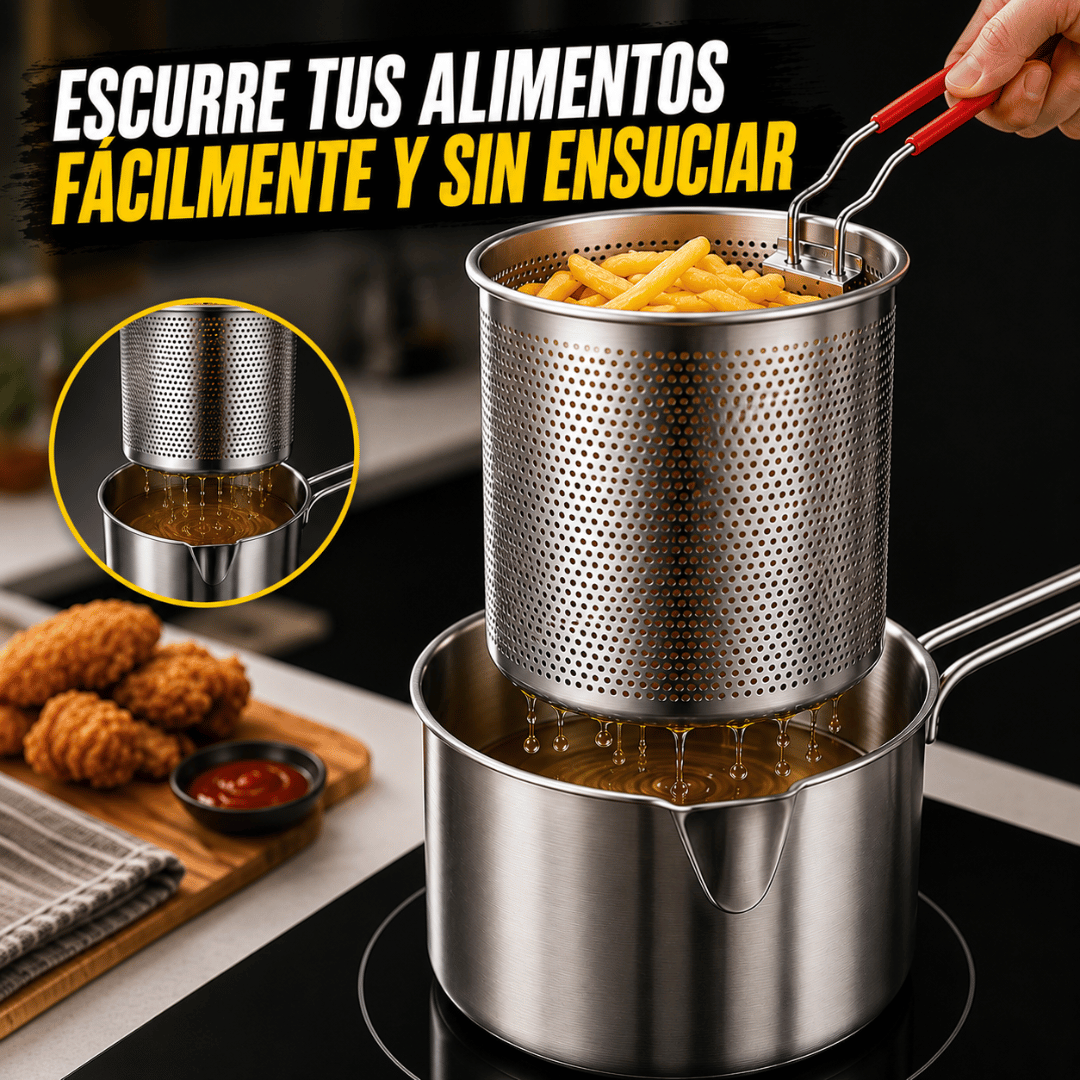 Olla Acero Inoxidable Para Freir - Fríe sin salpicaduras y mantén tu cocina más limpia