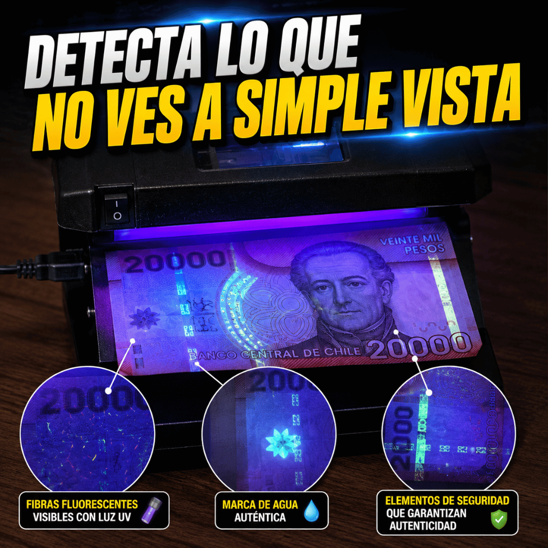 Detector de Billetes Falsos Luz UV - Verifica tus billetes y protege cada venta