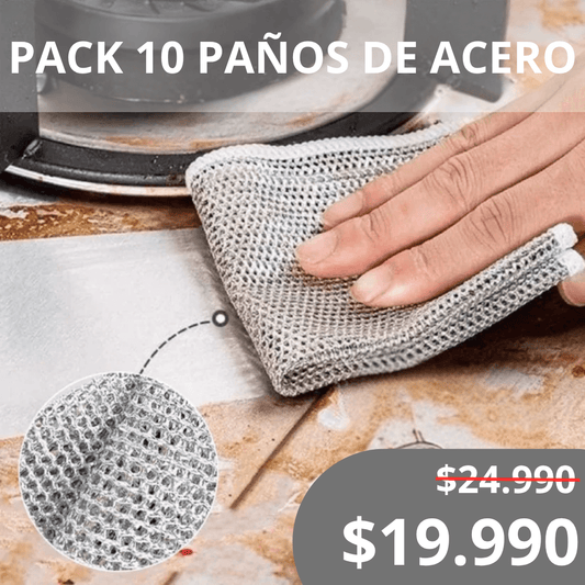 Pack 10 Paños de Acero SteelPro - ¡Dale vida devuelta a tu cocina!