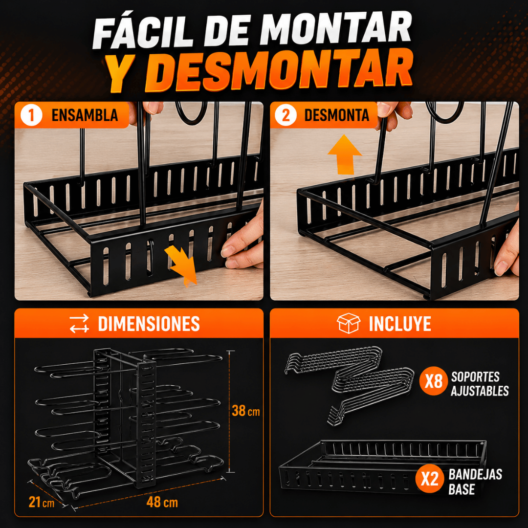 Organizador Ollas Y Sartenes Ajustable - Mantén tus ollas y sartenes ordenadas y fáciles de encontrar