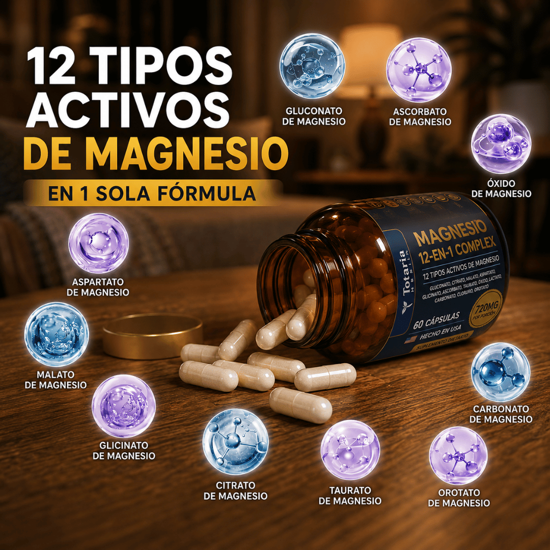 Magnesium 12 En 1 Complex: La Única Fórmula con 12 Formas de Magnesio en Una Sola Cápsula