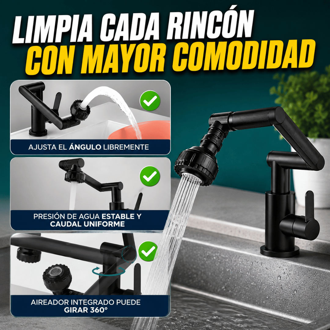 Grifo 1080° De Cocina - Más alcance y control del agua para una limpieza cómoda