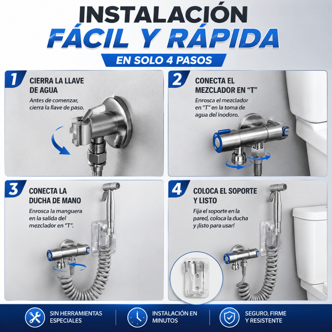 Ducha Higiénica de Mano para WC - Disfruta una higiene íntima más profunda después de cada uso