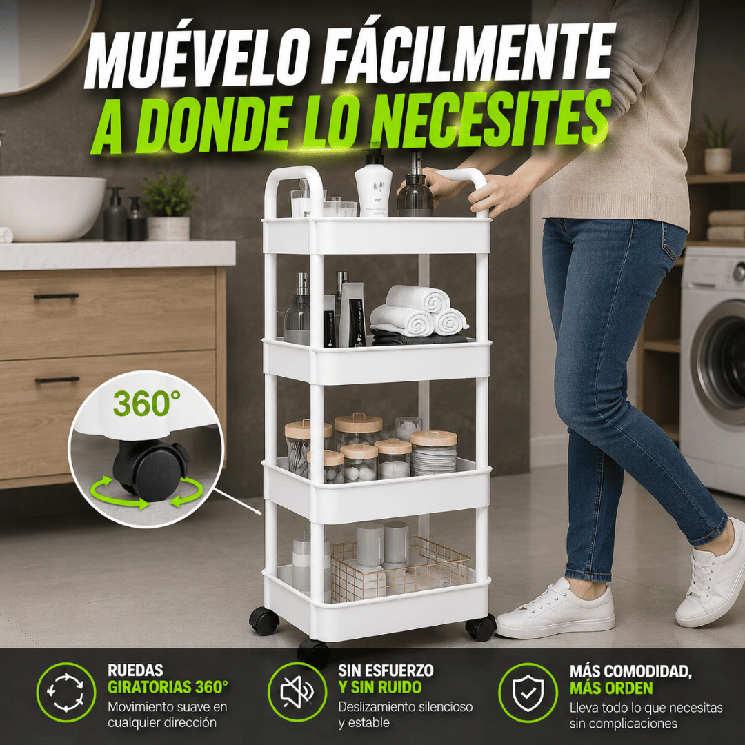 Carrito Organizador Multiuso 4 Niveles - Mantén cada ambiente limpio, ordenado y funcional