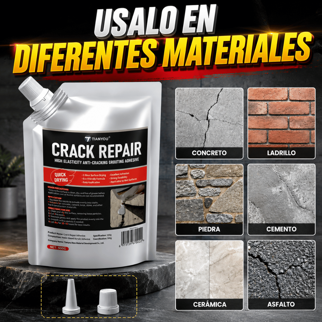¡Promo 2x1 Crack Repair 500g! - Sella grietas al instante y evita filtraciones