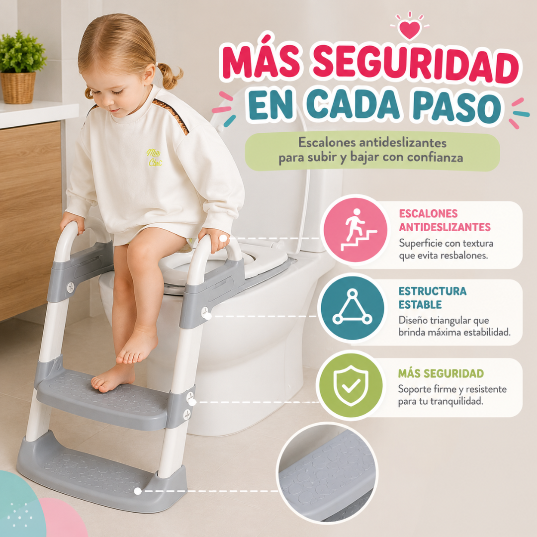 Asiento Entrenamiento Para ir al Baño con Escalera - Ayuda a tu pequeño a usar el baño con seguridad y confianza
