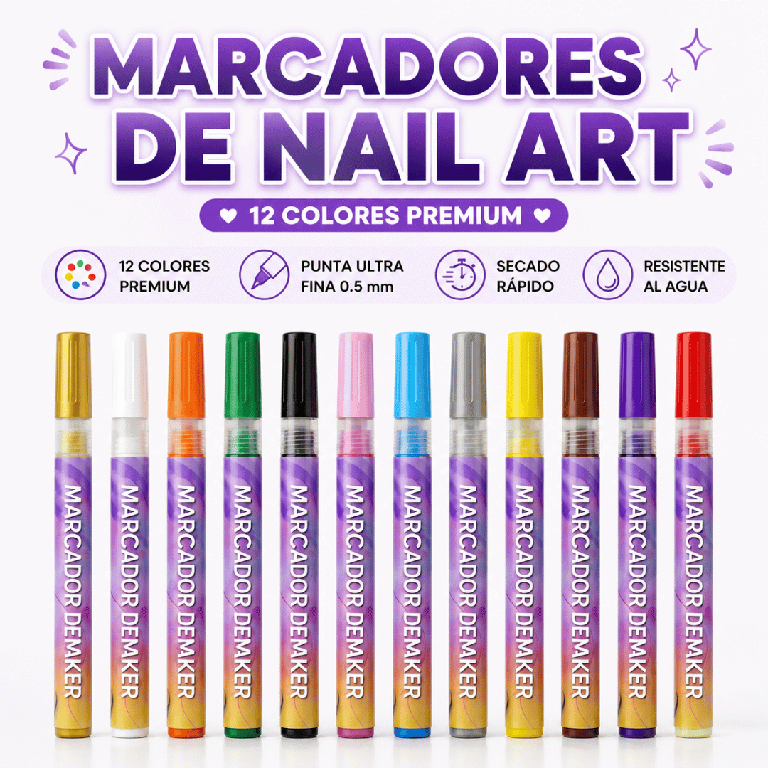 Set 12 Marcadores para Uñas Nail Art - Crea diseños de uñas fácilmente mientras se divierten juntas