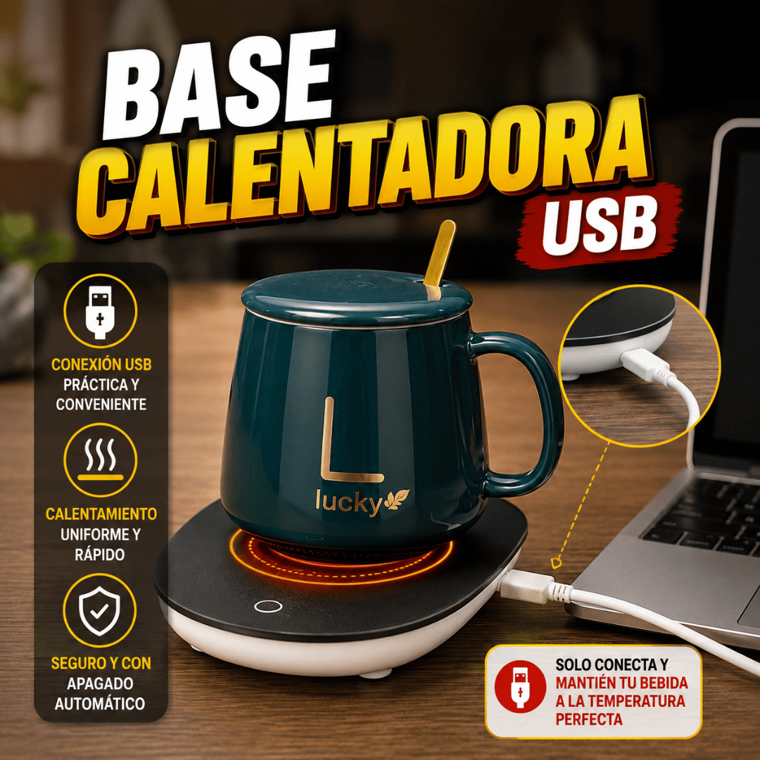Set Taza De Ceramica Térmica - Tus Bebidas Siempre Calientes en el Escritorio