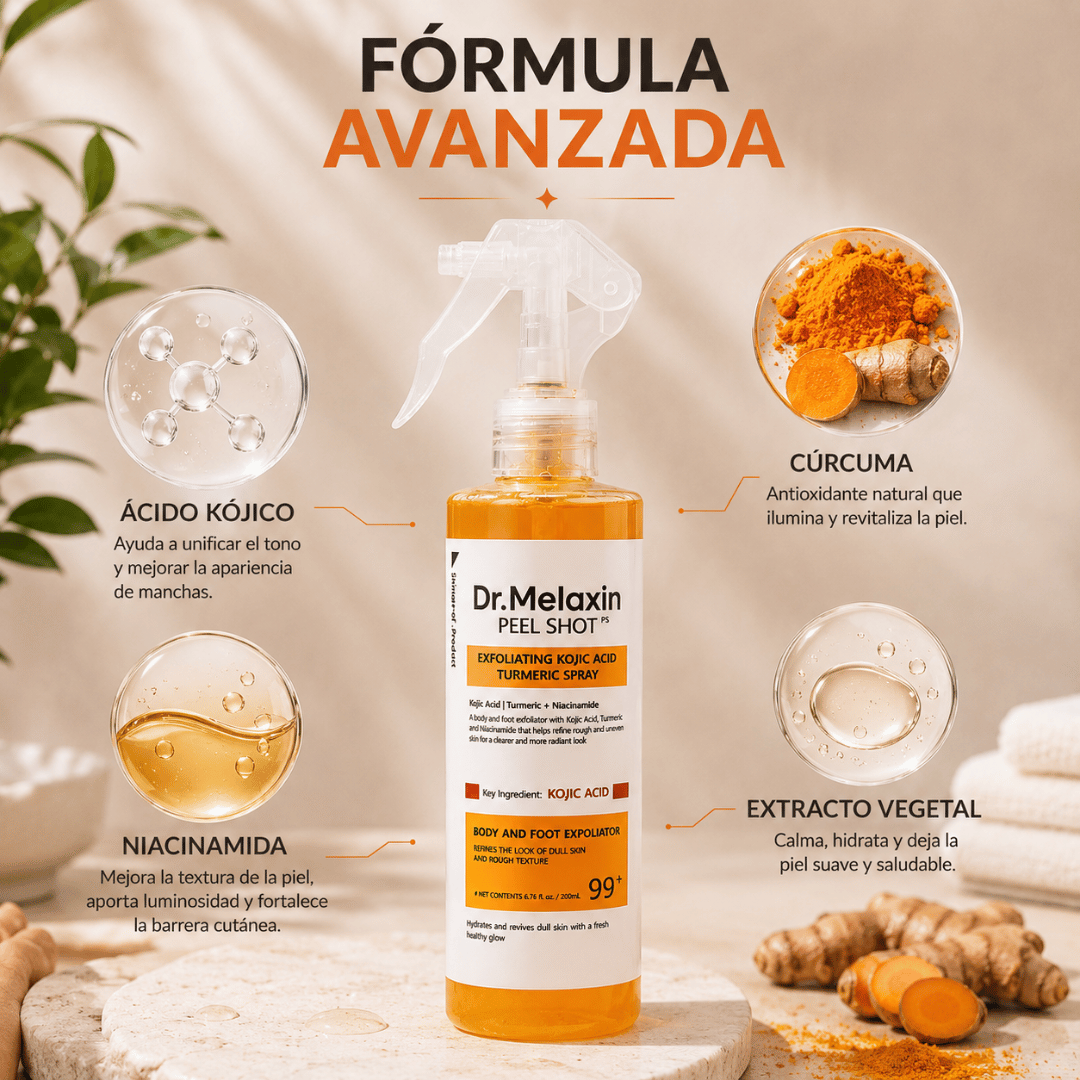 Dr. Melaxin Peel Shot™ Exfoliante Corporal Kojic + Turmeric 200ml - Renueva la piel para un aspecto más uniforme y luminoso